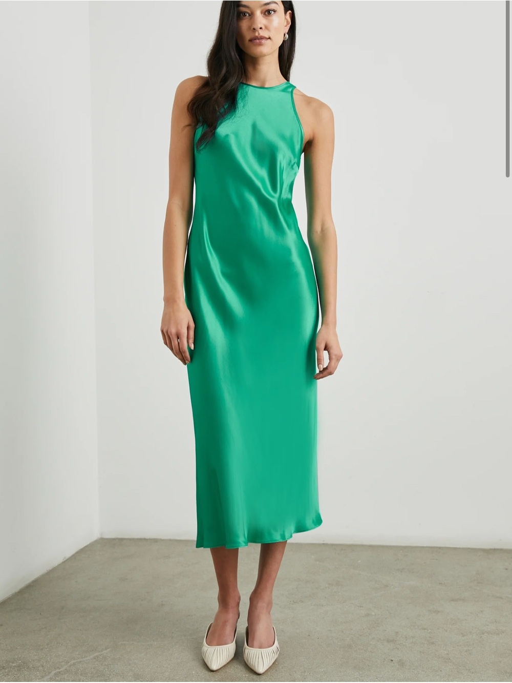Rails Emerald Green Satin Halter Midi Dress